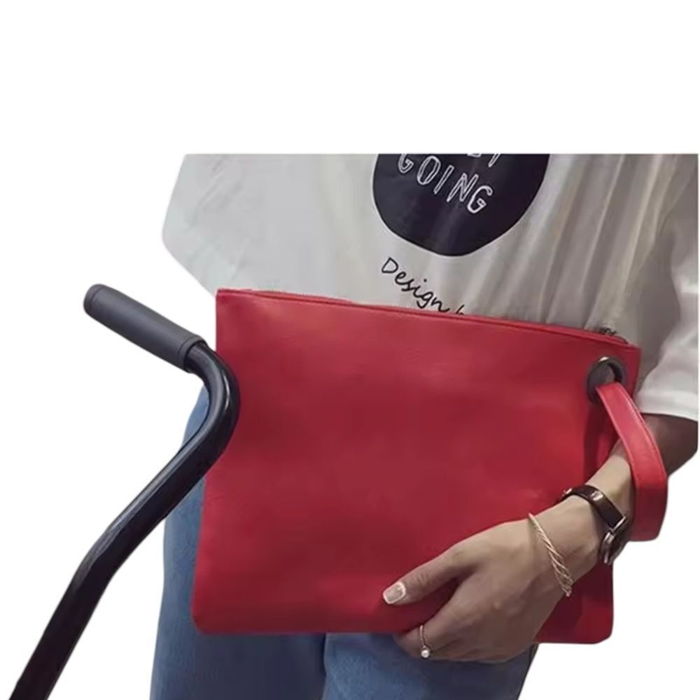 RED LARGE PU LEATHER CLUTCH - Picture 2 of 3